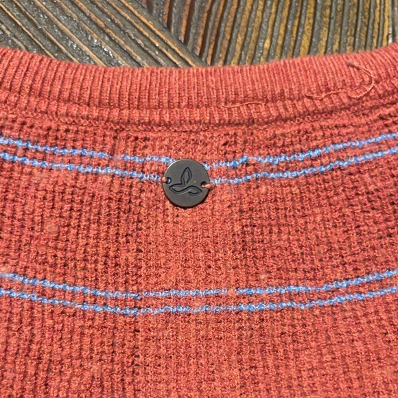 Prana Milani v neck waffle knit sweater with “gingerbread stripe” color. - Picture 5 of 9